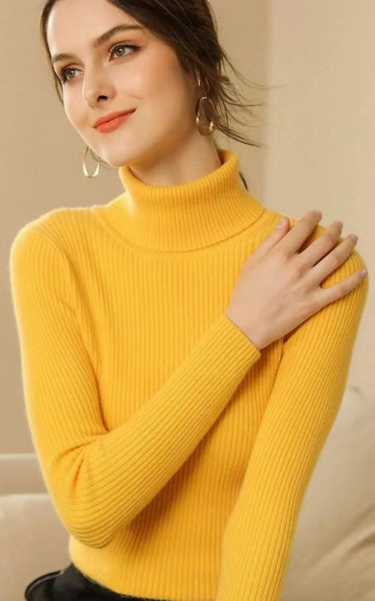Sous-pull Col Roulé Femme - Jaune
